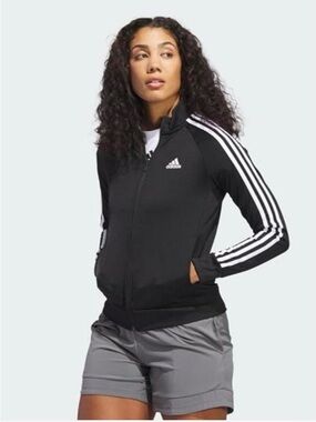 adidas Black Track Jacket with White 3-Stripes